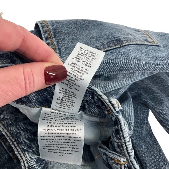 Good American Distressed Blue Jeans Size 10/30 Cotton  Straight Leg Denim Pants - Picture 3 of 8